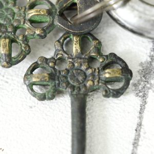 Antikcart Brass Lion Face Lock with Keys key close view