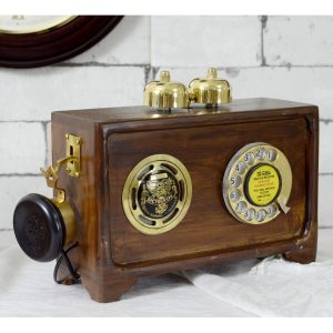 Brass Wooden Vintage Dictograph Phone Antikcart Brass Wooden Vintage Radio Speaker Phone SIDE VIEW