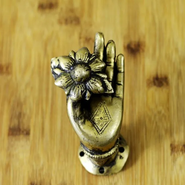Antikcart Budha Hand with Flower Shaped Door Handle