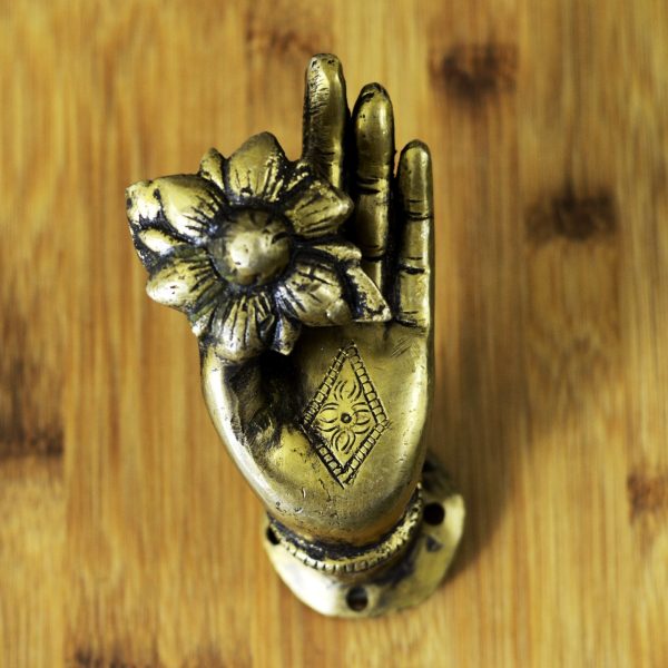 Antikcart Budha Hand with Flower Shaped Door Handle