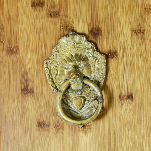 Antikcart Carved Lion Face Brass Door Knock