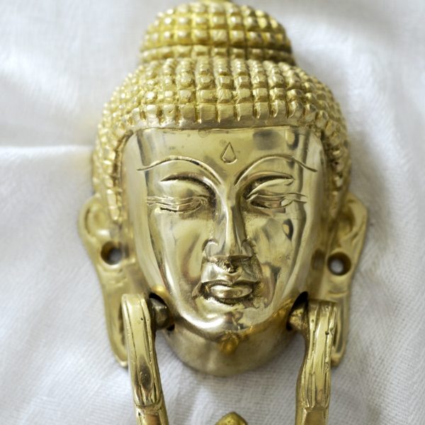 Antikcart Metal Brass Budha Face Door Knock Decor Face