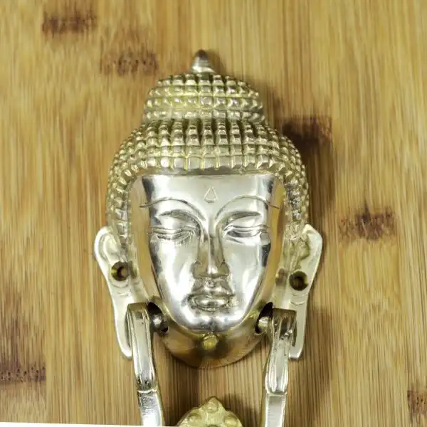 Antikcart Metal Brass Budha Face Door Knock Decor Face Close View