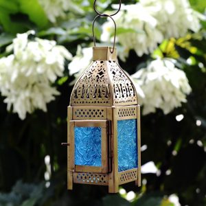 Antikcart Moroccan Style Beautiful Glass Artwork Small Hanging Lantern MAIN