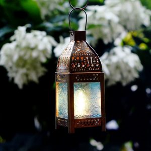 Antikcart Moroccan Style Beautiful Glass Artwork Small Hanging Lantern MAIN