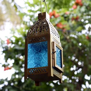 Antikcart Moroccan Style Beautiful Glass Artwork Small Hanging Lantern