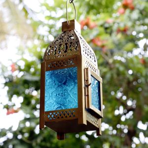 Antikcart Moroccan Style Beautiful Glass Artwork Small Hanging Lantern bottom VIEW