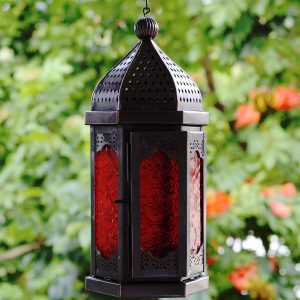 Antikcart Moroccan Style Glass Artwork Hanging Lantern Decor