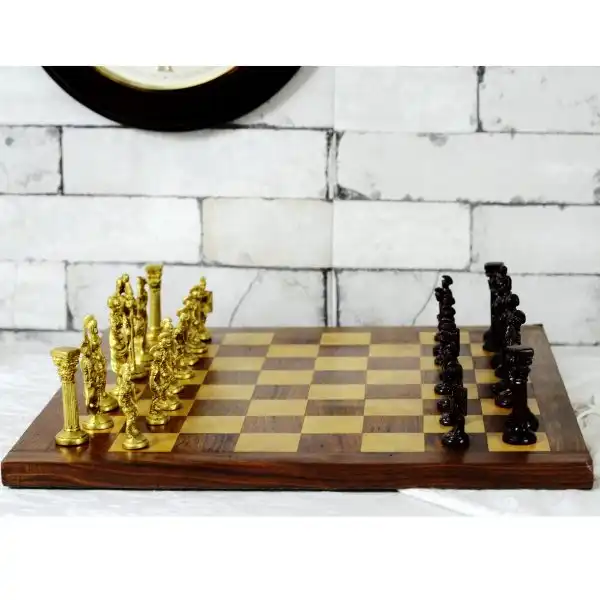 Rosewood Original Chess Set with Brass Pieces