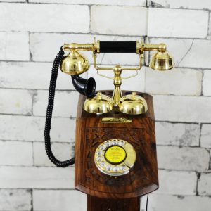 Antikcart Teakwood Vintage Chicaco Phone with Stand phone close view