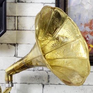 Antikcart Vintage Carved Base Brass Gramophone speaker
