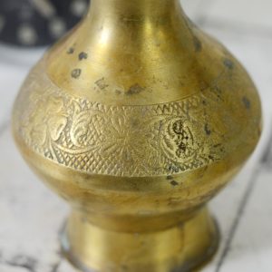 Antikcart Vintage Ethnic Brass FlowerArt Flower Vase close view