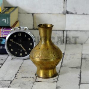 Antikcart Vintage Ethnic Brass FlowerArt Flower Vase main pic