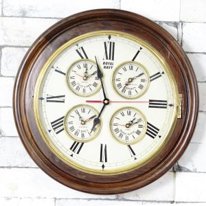 Antikcart Vintage Large Dial Classic Royal Navy World Wall Clock