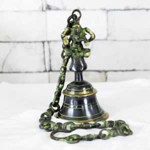 Antikcart Antique Black Brass Ganesh Bell with Chain