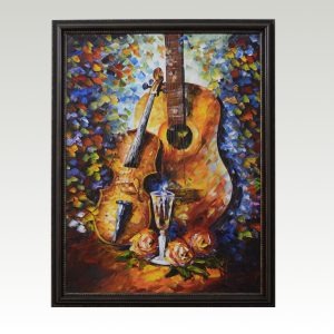 Antikcart Guitar – Rhythm of strings Oil Knife Palette Canvas Painting