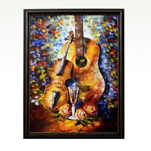 Antikcart Guitar – Rhythm of strings Oil Knife Palette Canvas Painting main