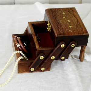 Antikcart Handcrafted Brass In lay Wooden Ornament Box