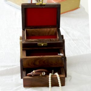 Antikcart Handcrafted Brass In lay Wooden Ornament Box OPEN view