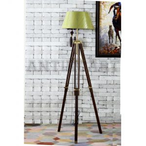 Antikcart Light Green Fabric Tripod Floor Lamp Shade new pic