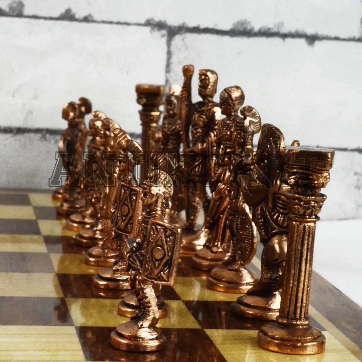 Antikcart Rosewood Chess Board And Brass Roman - Chess Pieces view4