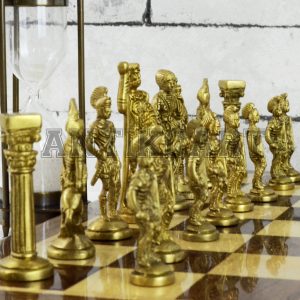 Antikcart Rosewood Chess Board And Brass Roman - Chess Pieces view5