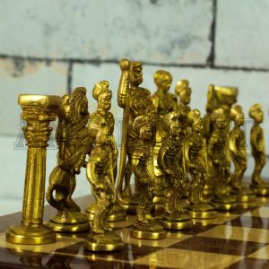 Antikcart Rosewood Chess Board Set and Brass Chess Pieces bright pieces pic