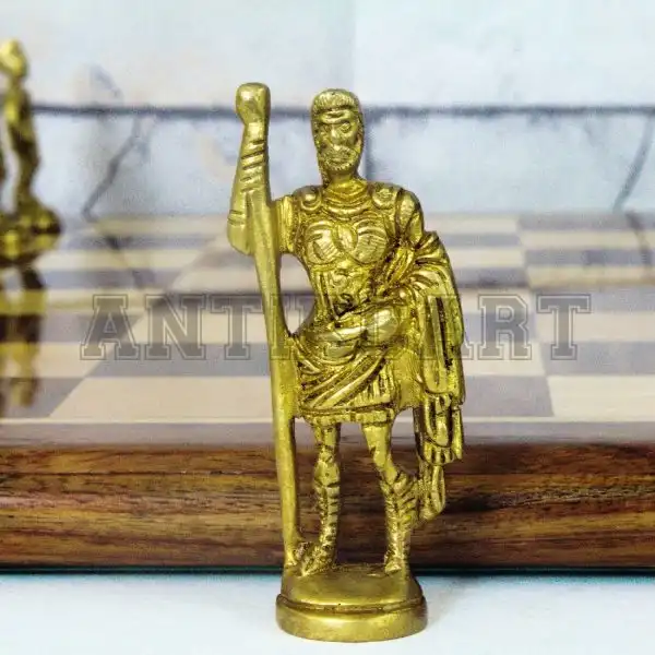 Original Rosewood Chess Board with Real Brass Pieces - Image 4