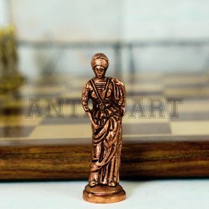 Antikcart Rosewood Chess Board with Real Brass Pieces dark piece pic