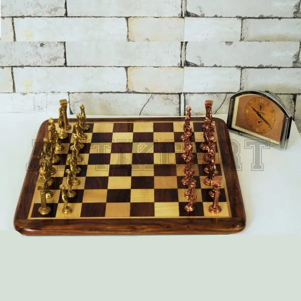 Original Rosewood Chess Board with Real Brass Pieces