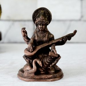 Antikcart Saraswathy Statue Made of Brass - 13 cms Height