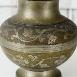 Antikcart 70 years Old Antique Brass Kamandalu with floral artwork close view - Kooja
