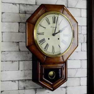 Antikcart Antique Ansonia 22 Inches Big Dial Pendulum Wall Clock side view