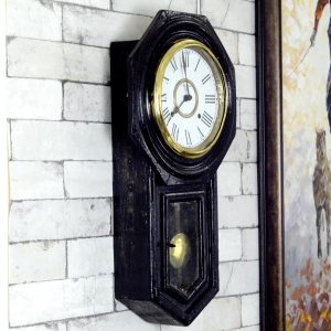 Antikcart Antique Ansonia Made in USA Bim Bam Wall Clock side view