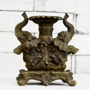 Antikcart Antique Candle Stand with Pair of Elephant Statues main pic