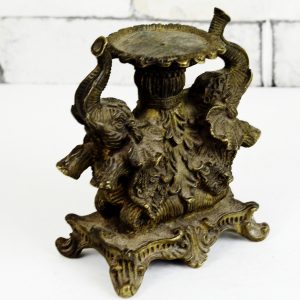 Antikcart Antique Candle Stand with Pair of Elephant Statues top view 2