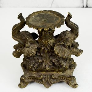 Antikcart Antique Candle Stand with Pair of Elephant Statues top view1