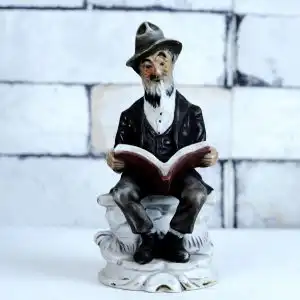 Antikcart Antique Porcelain Figurine of an Old Man - Antique Doll Father Porcelain Statue