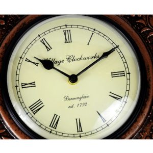 Antikcart Floral Artwork Copper Finish Vintage Wall CLock DIAL VIEW