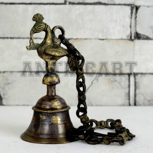 Antikcart Vintage Temple Bell with Peacock made of Brass main view