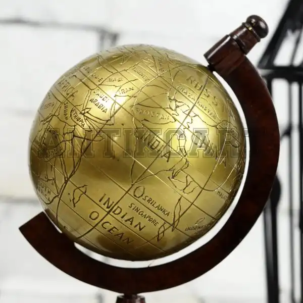 Antikcart 7 Inches Brass Globe Sphere GLOBE view