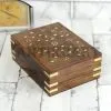 Antikcart Brass Inlay Floral Artwork Sheesham Wood Ornament Box side view