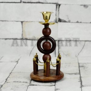 Antikcart Fort Statue Model Wooden Candle Stand