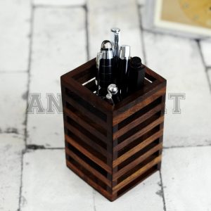 Antikcart Handcrafted Sheesham Wood Pen Stand TOP VIEW