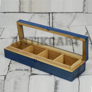 Antikcart Handmade Wooden Spice Box - 4 Containers open view