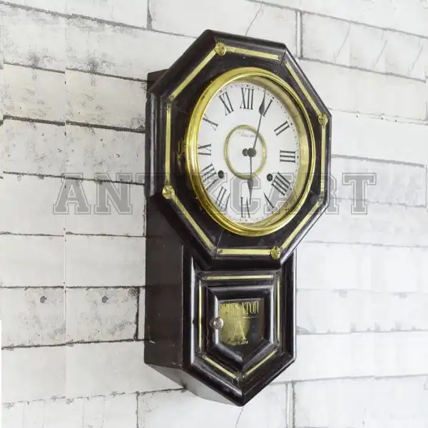 Antikcart Original Antique Winding Ansonia USA Wall Clock side view