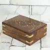 Antikcart Small Brass Inlay Artwork Wooden Ornament Box close view