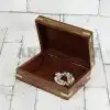 Antikcart Small Brass Inlay Artwork Wooden Ornament Box open