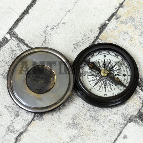 Antikcart Stanley London Pocket Compass with Reverse Lid mount