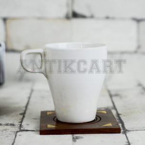 Antikcart Wooden Tea Coaster Set with Brass Artwork GLASS view